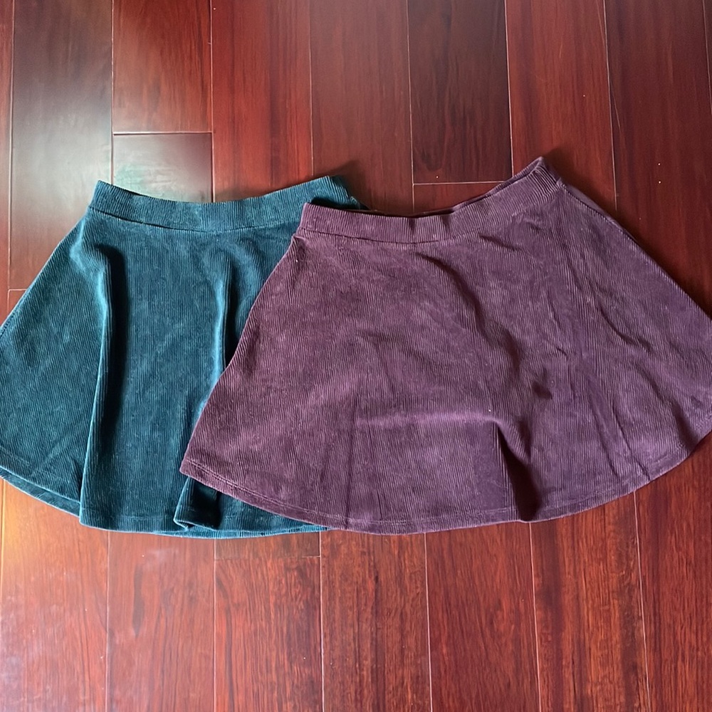 Forever 21 Green and Purple Corduroy Skirt